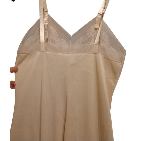 Vintage Cream Full Slip With Lace Details Adjustable Straps Womens Lingerie Unde - Picture 7 of 11